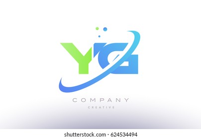 yg y g alphabet green blue swoosh letter company logo vector icon design template