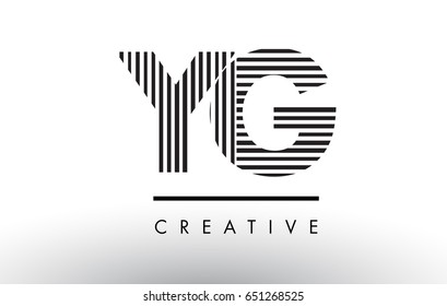 YG Y G Black and White Letter Logo Design with Vertical and Horizontal Lines.