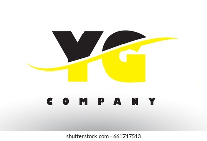 YG Y G  Black and Yellow Letter Logo with White Swoosh and Curved Lines.
