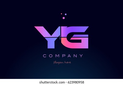 yg y g creative color blue background pink purple blue magenta alphabet letter company logo vector icon design