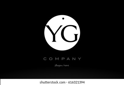 YG Y G simple black white circle background alphabet company logo design vector icon template
