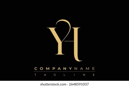YH Abstract Creative Jewelry Logo. A stylish logo featuring golden monogram initials in an elegant and modern typography, perfect for branding
