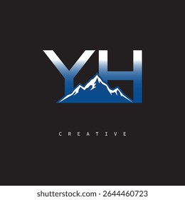 YH Creative Mountain Logo Bold Gradient Letter mark Branding Design for Business Outdoor Brands
