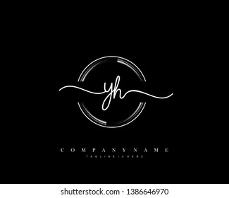 YH initial handwriting logo template vector