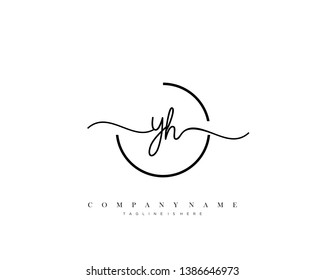YH initial handwriting logo template vector