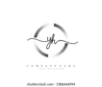 YH initial handwriting logo template vector
