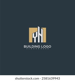 YH initial letter building logo for real estate with square design