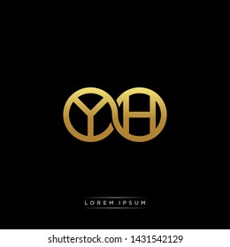 YH initial letter linked circle capital monogram logo modern template