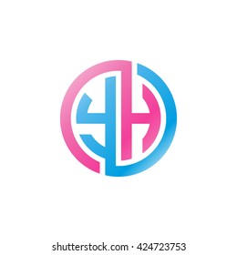 YH initial letters looping linked circle logo pink blue