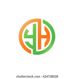YH initial letters looping linked circle logo orange green