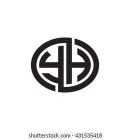 YH initial letters looping linked ellipse monogram logo