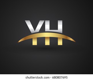 YH initial logo company name colored gold and silver swoosh design. vector logo for business and company identity.
