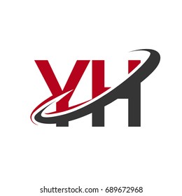 YH initial logo company name colored red and black swoosh design, isolated on white background. vector logo for business and company identity.