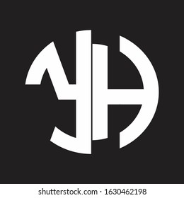 YH Initial Logo design Monogram Isolated on black and white