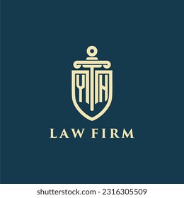 YH initial monogram for law firm with sword and shield logo image