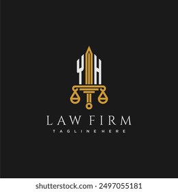 YH initial monogram for lawfirm logo with sword and scale