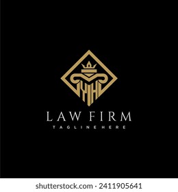 YH initial monogram logo for lawfirm with pillar in creative square design