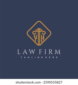 YH initial monogram logo for lawfirm with pillar in creative square design