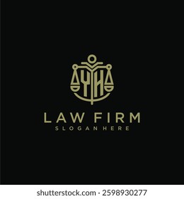 YH initial monogram logo for lawfirm with scale vector design