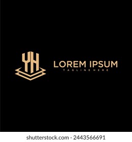 YH initial monogram logo real estate with creative building style design vector