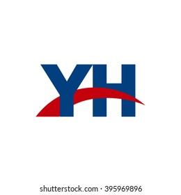 YH initial overlapping swoosh letter logo blue red