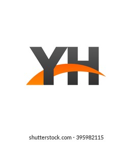 YH initial overlapping swoosh letter logo black orange