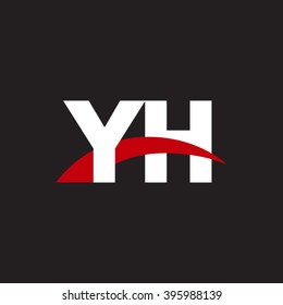 YH initial overlapping swoosh letter logo white red black background