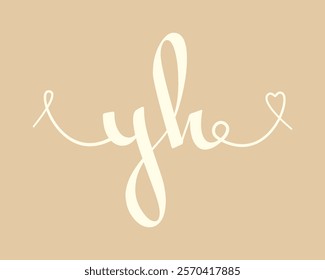 YH initial wedding monogram calligraphy vector illustration. Hand drawn lettering y and h love logo design for valentines day poster, greeting card, photo album, banner print or tattoo.