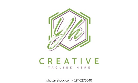 YH Initials, handwriting logo vector