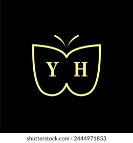 YH Initials Luxury Butterfly logo Vector illustration