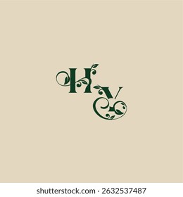 YH letter concept of elegant beautifull wedding organic logo with monogram and leaf