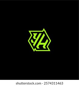 YH letter cool and dynamic monogram esport gaming initial logo design concept