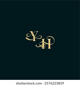 YH letter elegant and curvy style monogram wedding logo initial bold concept design