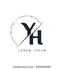 YH Letter Logo Design with a Creative Cut. Creative logo design
