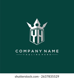 YH letter monogram initial logo for shield and crown design
