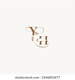 YH letra de la boda monograma logo inicial elegante curva orgánica audaz y hairline monograma