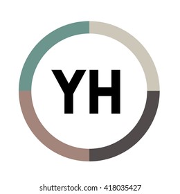 YH letters, four colors in abstract background logo, design identity in circle, alphabet letter