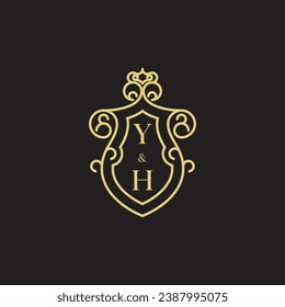 Logotipo inicial vintage de la línea YH en un diseño profesional de alta calidad que se imprimirá en cualquier medio impreso