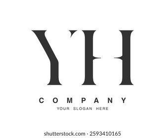 YH logo design. Initial letter y and h serif font style. Creative classic company name typography. Trendy logotype or identity. Vector illustration.