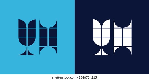 YH Logo Design mit Kachelform. Minimalistisches und modernes Vektorgrafik-Design geeignet für Unternehmen oder Marken