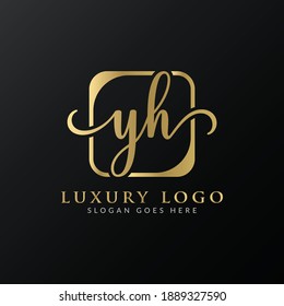 YH Logo Design Vector Template. Initial Luxury Letter YH Vector Illustration