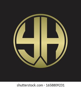 YH Monograma del logotipo con el estilo de cinta de la pieza en colores dorados