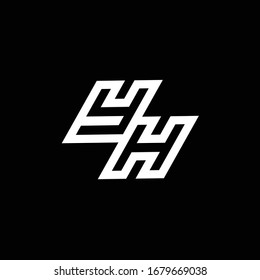 YH logo monogram with up to down style negative space design template isolated on black background