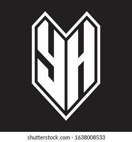 YH Logo monogram with emblem line style isolated on black background