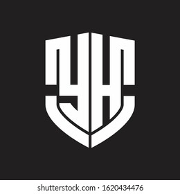 YH Logo monogram with emblem shield shape design isolated on black background