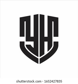 YH-Logo-Monogramm mit Emblem-Schild-Design einzeln auf weißem Hintergrund