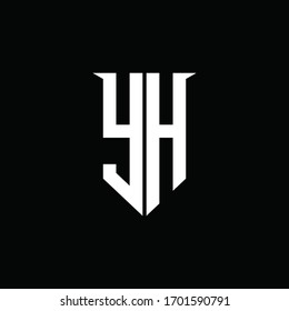 Monograma del logotipo YH con plantilla de diseño de estilo de escudo de emblemas