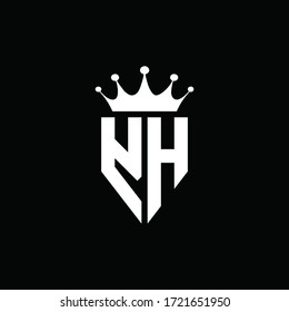 Estilo de emblema monogramo del logotipo YH con plantilla de diseño de formas de la corona