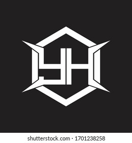 YH Logo monogram with hexagon and four taper shape design template