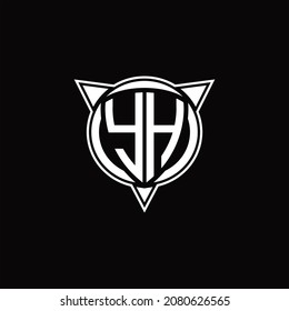 YH-Logo-Monogramm einzeln auf Kreisform und drei Pfeildesign-Vorlage